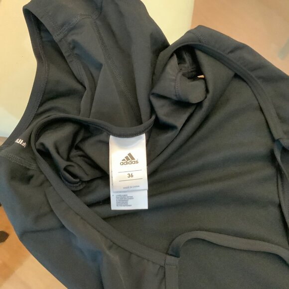 Adidas One Piece Swimsuit black and blue Solid Splice Vortex Back 36 S - Picture 2 of 4